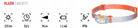 Latarka czołowa mactronic czołówka BLAZER AHL0111 215lm 1xAA na głowę